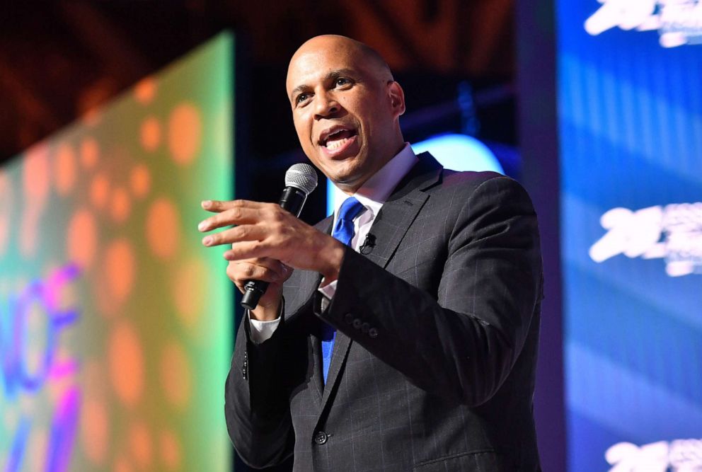 PHOTO: Cory Booker speaks on stage at 2019 Essence Festival at Ernest N. Morial Convention Center on July 06, 2019, in New Orleans.