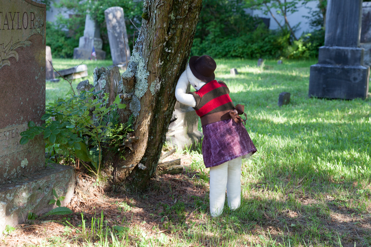 Abby Lloyd, Freddy, 2019, fabric, Poly-Fil, ribbon, and found materials, installation view.