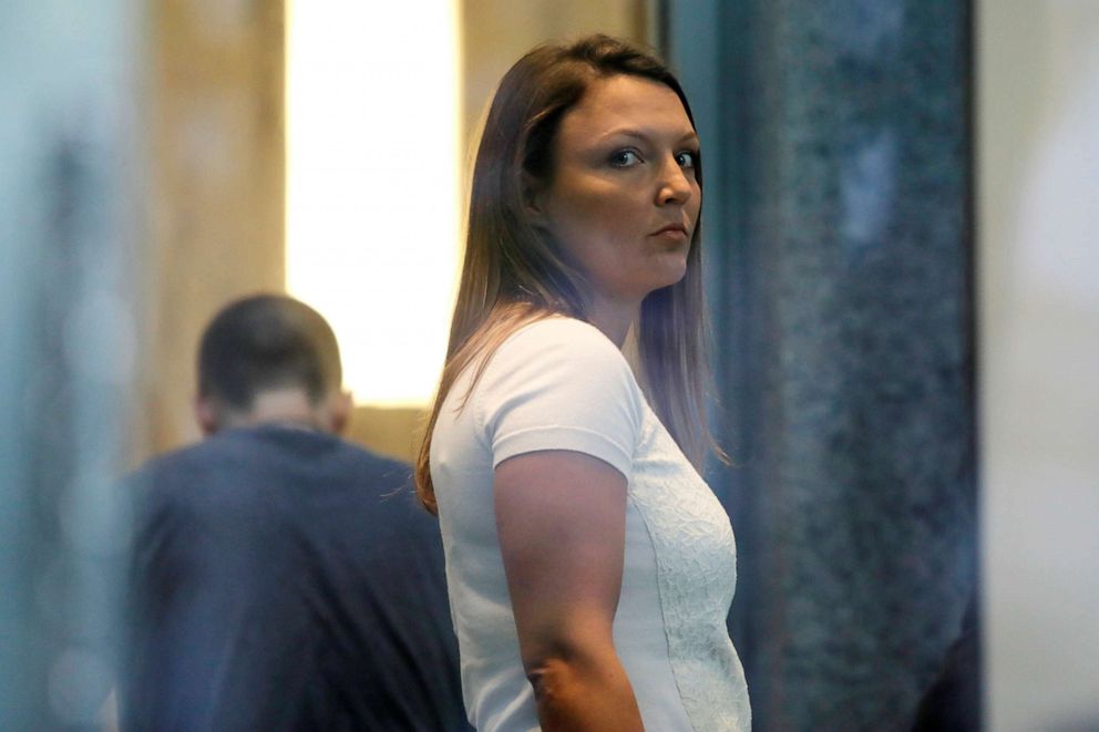 PHOTO: Courtney Wild enters the courthouse ahead of a bail hearing in financier Jeffrey Epsteins sex trafficking case in New York, July 15, 2019. 