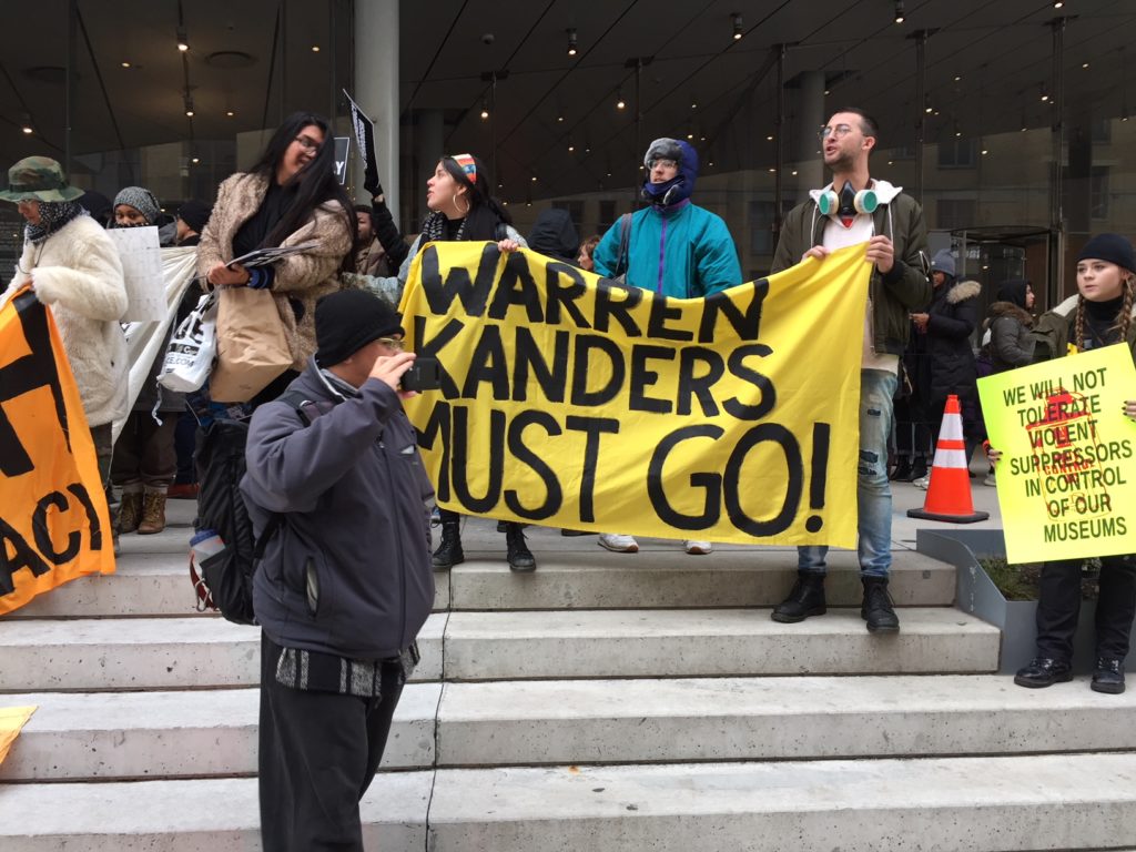 Decolonize This Place protesting at the Whitney Museum.