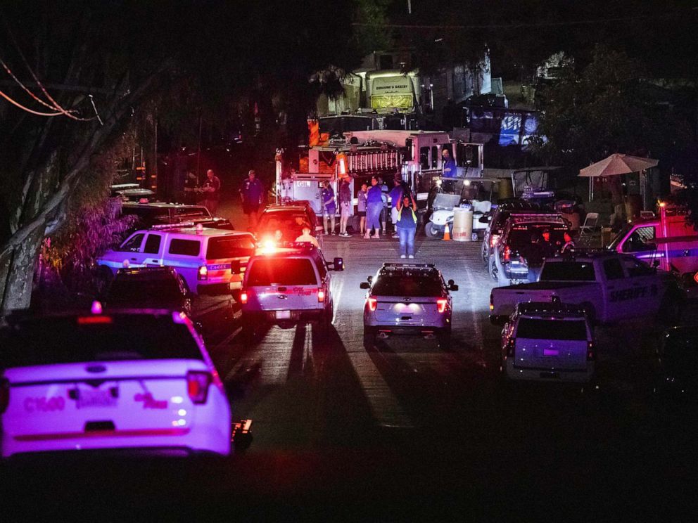 PHOTO: Police vehicles arrive on the scene of the investigation following a deadly shooting at the Gilroy Garlic Festival in Gilroy, 80 miles south of San Francisco, Calif., July 28, 2019.