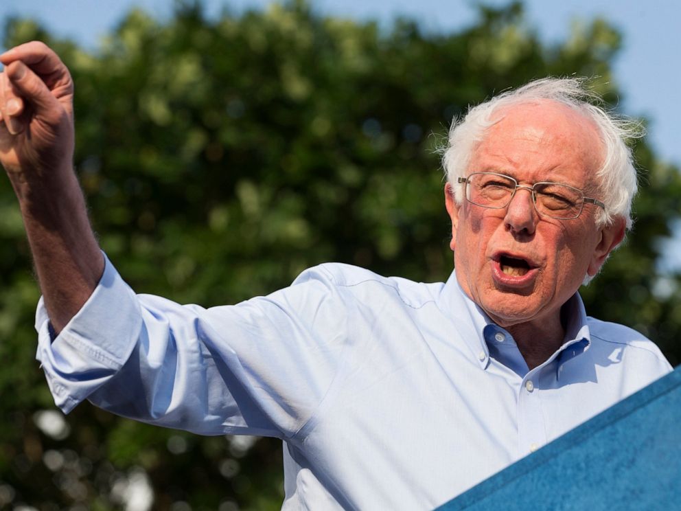 PHOTO: Democratic presidential candidate Sen. Bernie Sanders, I-Vt., Bernie Sanders speaks during a rally at Discovery Green on Wednesday, April 24, 2019, in Houston. 