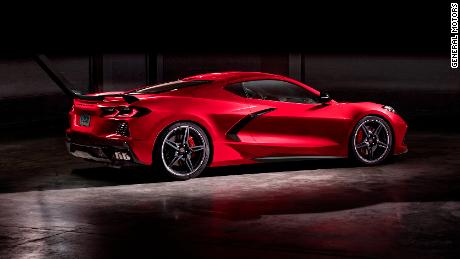 The Corvette was revealed inside a blimp hangar in California.