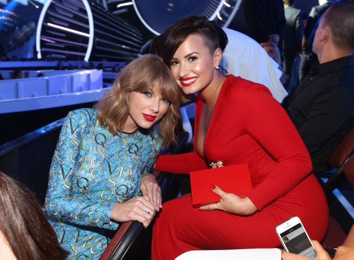 Swift and Lovato attend the 2014 MTV Video Music Awards on Aug. 24, 2014 in California.&nbsp;
