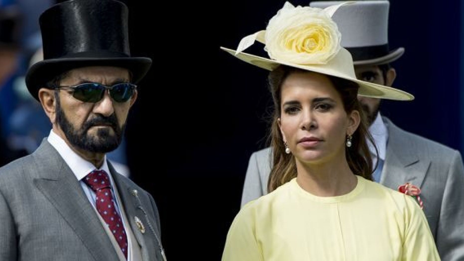 EPSOM, ENGLAND - JUNE 03: Princess Haya Bint Al Hussein and Sheikh Mohammed Bin Rashid Al Maktoum attend Derby day at Epsom Derby festival at Epsom Downs on June 3, 2017 in Epsom, England. (Photo by Mark Cuthbert/UK Press via Getty Images)