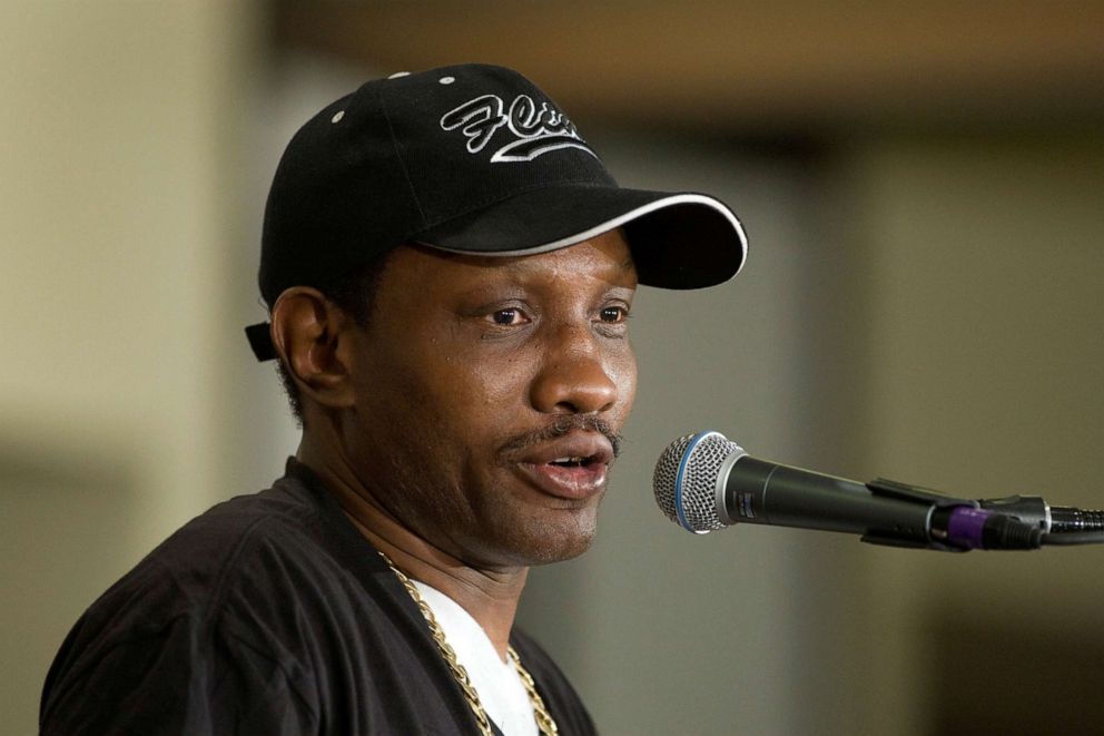 PHOTO: In this file photo, Pernell Sweet Pea Whitaker, head trainer for IBF junior welterweight champion Zab Judah of New York, speaks during a news conference at the Mandalay Bay Events Center in Las Vegas, Nevada July 21, 2011.