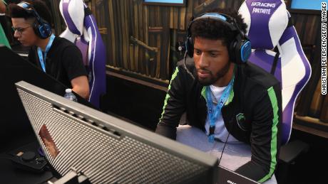 NBA player Paul George competes in Epic Games&#39; &quot;Fortnite&quot; Tournament at E3 this month in Los Angeles.  