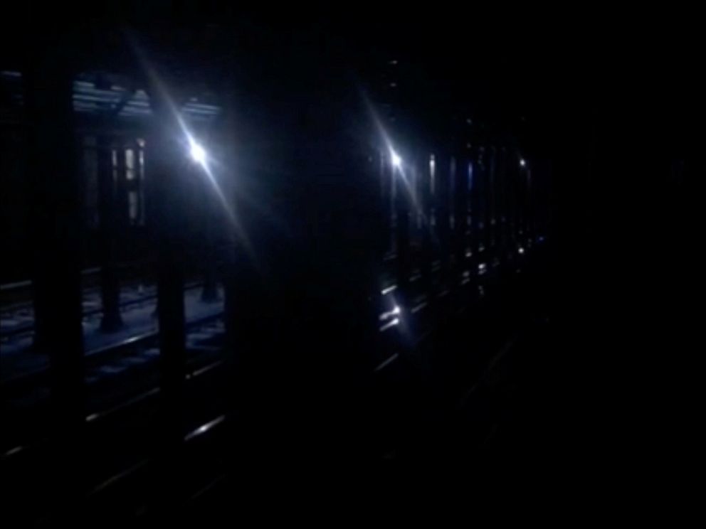 PHOTO: Tracks at the 66th Street station seen during a blackout caused by widespread power outages, in this still frame taken from video, in New York City, July 13, 2019. 