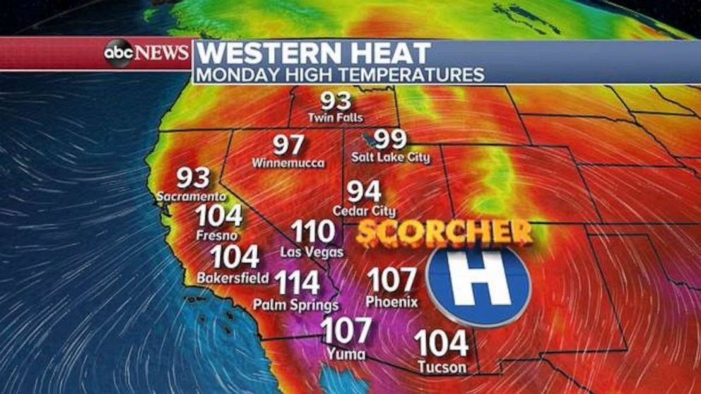 PHOTO: Another scorcher is expected out West on Monday.