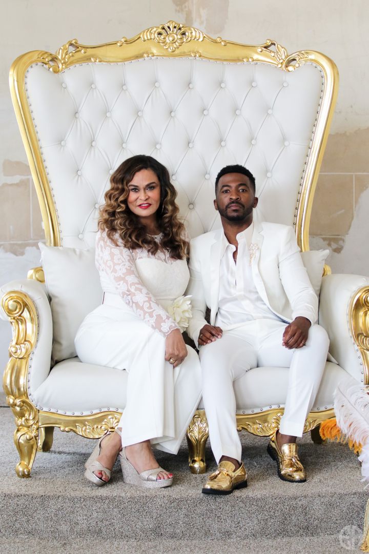 Tina Knowles-Lawson and Trell Thomas at the Black Excellence Brunch during the Essence Festival.