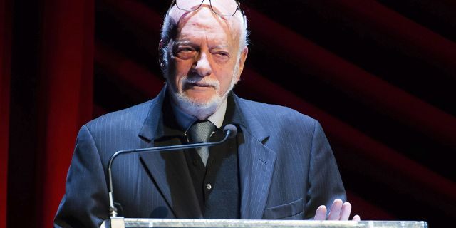 In this Nov. 17, 2014 file photo, Harold "Hal" Prince appears on stage at "Everybody, Rise! A Celebration of Elaine Stritch" in New York. Prince, who pushed the boundaries of musical theater with such groundbreaking shows as “The Phantom of the Oepra,” "Cabaret," "Company" and "Sweeney Todd" and won a staggering 21 Tony Awards, died Wednesday, July 31, 2019, after a brief illness in Reykjavik, Iceland. He was 91.