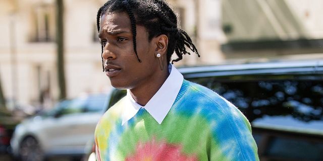 A$AP Rocky is seen wearing batik shirt outside Loewe during Paris Fashion Week - Menswear Spring/Summer 2020 on June 22, 2019 in Paris. A$AP Rocky was detained in Sweden after an alleged street fight.