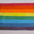 Gilbert Baker, 'Signed prototype for original 8-color Rainbow Flag,' 1978, hand-dyed and sewn fabric, mounted on stretched canvas
