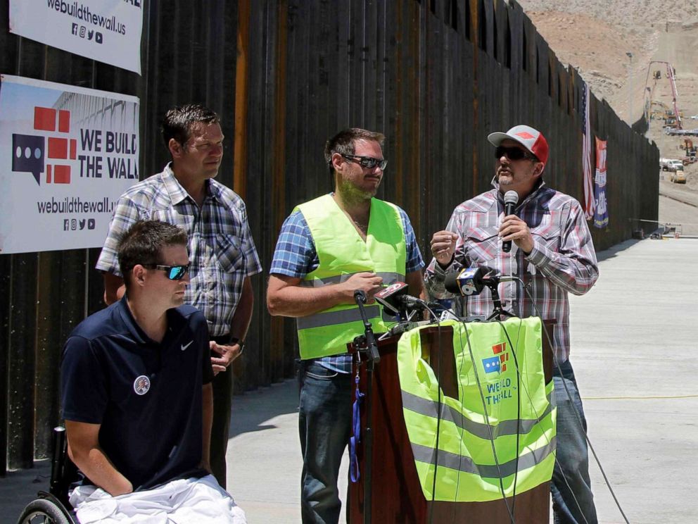 PHOTO: Leaders of We Build the Wall Inc. discuss plans for future barrier construction along the U.S.-Mexico border on May 30, 2019, in Sunland Park, N.M. 