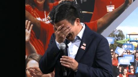 Andrew Yang breaks down in tears at gun safety town hall: &#39;I have a six- and three-year-old boy, and I was imagining...&#39;