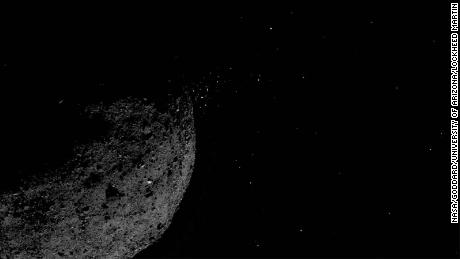 The spacecraft captured this view of Bennu ejecting particles from its surface on January 19.