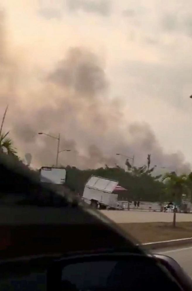 PHOTO: Smoke from fires in Porto Velho, Rondonia, a northern Brazilian state on the border with the Amazonian rainforest is seen in this still image taken from August 17, 2019 video obtained on social media.