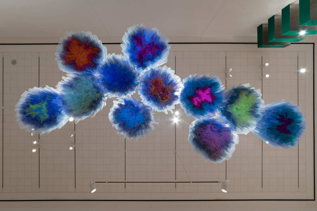 Ruben & Isabel Toledo, Synthetic Cloud, 2018, installation view at Detroit Institute of Arts. 