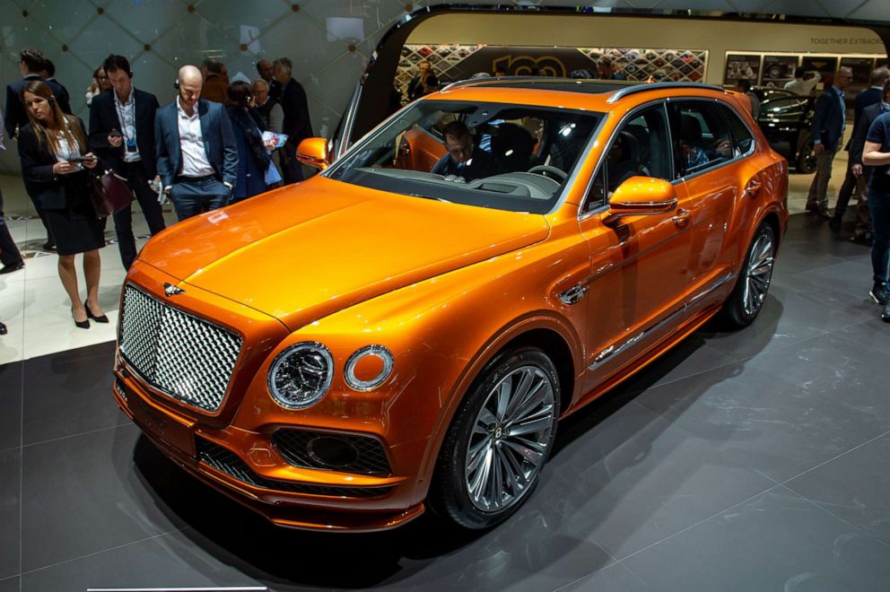 PHOTO: A Bentley Bentayga is displayed during the second press day at the 89th Geneva International Motor Show on March 6, 2019, in Geneva, Switzerland.