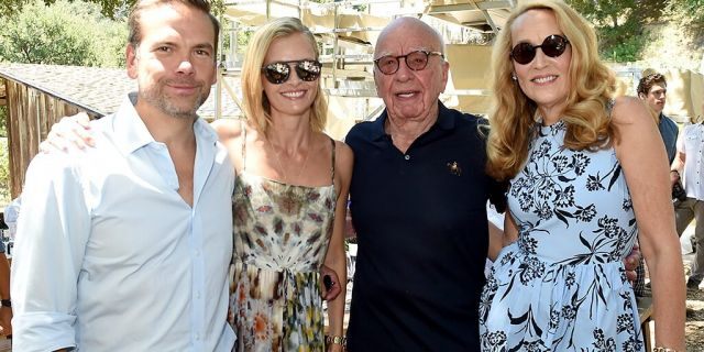 From l-r: Lachlan Murdoch, Sarah Murdoch, Rupert Murdoch, and Jerry Hall Murdoch.