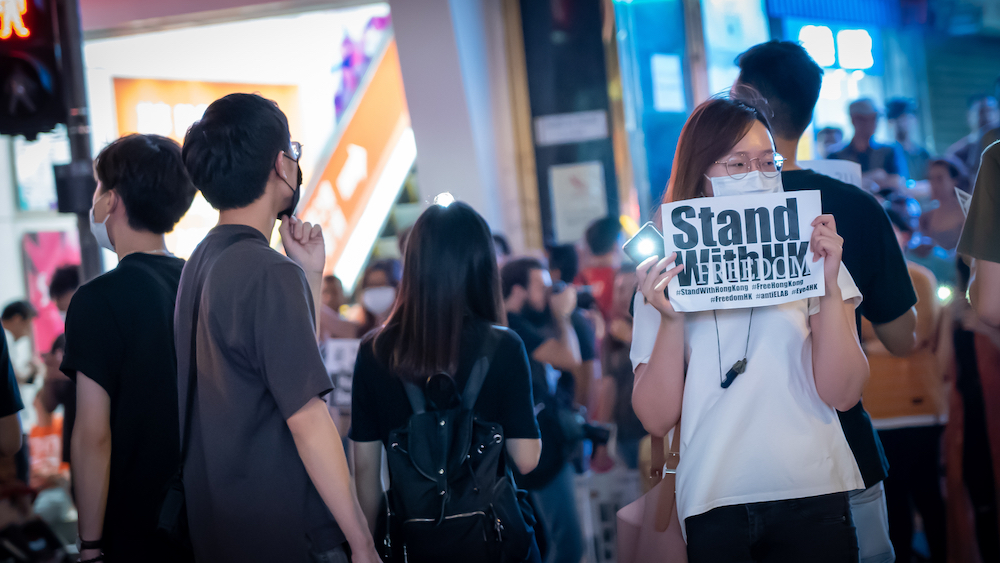 Protesters in Hong Kong on August 23.