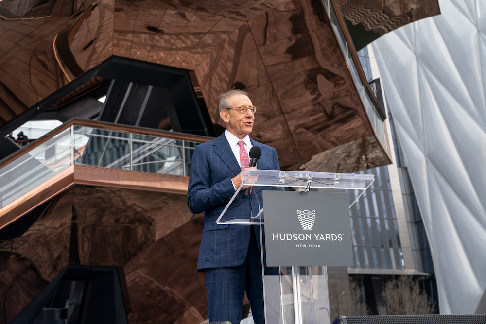 Stephen M. Ross in front of 'Vessel' in New York