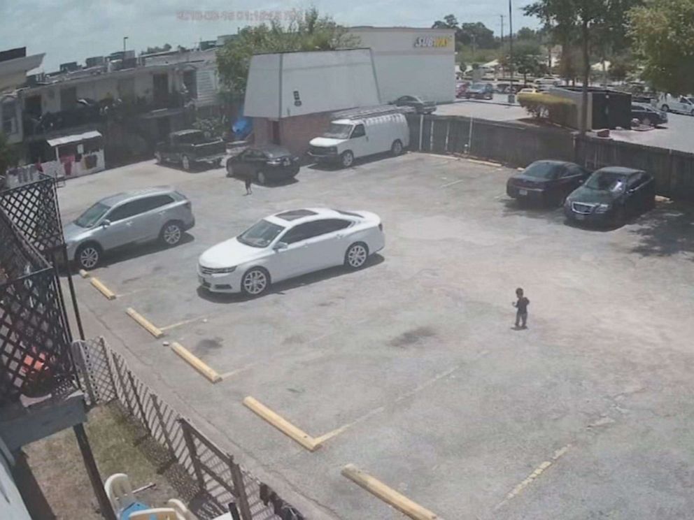 PHOTO: Surveillance video of the incident Wednesday shows the boy and his cousin walking far behind his mother, Gissel Vazquez, 18, in a Houston parking lot.