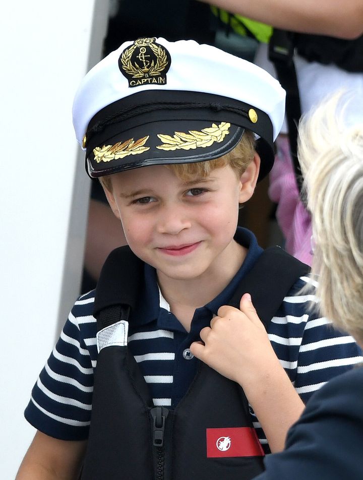 Prince George watches the inaugural King&rsquo;s Cup regatta hosted by the Duke and Duchess of Cambridge on Aug. 8 in Cowes, 