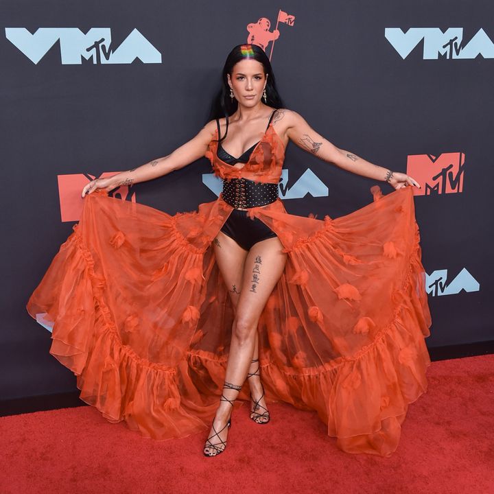 Halsey attends the 2019 MTV Video Music Awards red carpet at Prudential Center on Aug. 26, 2019, in Newark, New Jersey.
