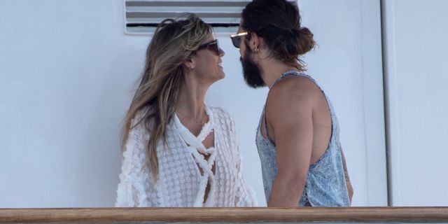 Heidi Klum and Tom Kaulitz are seen on the Christina O. yacht during their wedding day on August 03, 2019 in Capri, Italy.