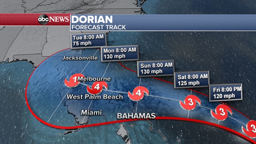 PHOTO: Hurricane Dorian forecast track, Aug. 29, 2019. 