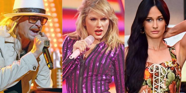 Kid Rock slammed Taylor Swift in a sexist tweet after she spoke about political activism. Kacey Musgraves was accused of "liking" Kid Rock's tweet, which she denied.