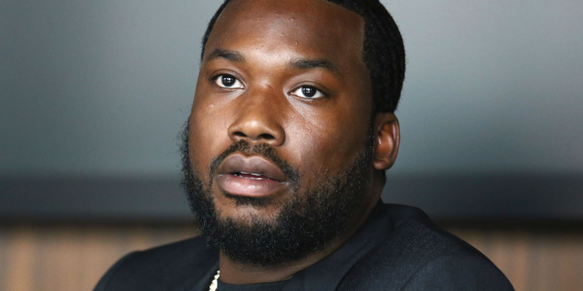 In this Tuesday, July 23, 2019 photo, Meek Mill makes an announcement of the launch of Dream Chasers record label in joint venture with Roc Nation, at the Roc Nation headquarters in New York. A Pennsylvania appeals court has thrown out rapper Meek Mill's decade-old conviction in a drug and gun case. The unanimous three-judge opinion Wednesday grants the rapper born Robert Williams a new trial because of new evidence of alleged police corruption.