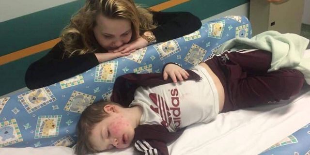 Baylie-Grey from Prestwich, Manchester, was rushed to the hospital after a red rash spread across his face and he became overly lethargic.
