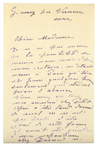 A 1888 letter from Monet to Morisot.