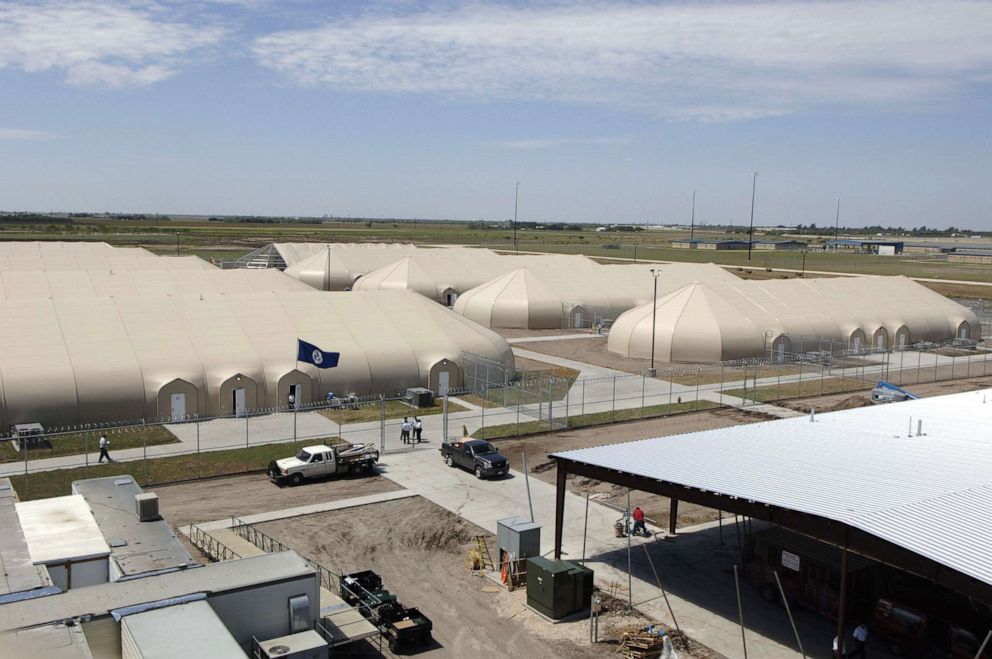 PHOTO: A privately-run illegal immigrant detention facility under construction in a cotton field outside this far south Texas Willacy County town, on August 11, 2006.