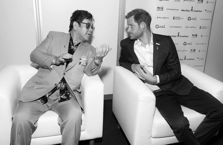 Elton John and Prince Harry attend the Launch of the Menstar Coalition to Promote HIV Testing &amp; Treatment of Men on July 