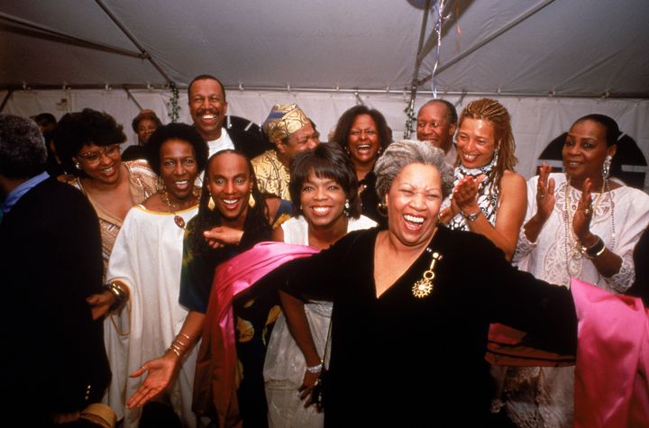 Nobel laureate Toni Morrison, joined by Susan Taylor, Rita Dove, Oprah Winfrey, Angela Davis, Maya Angelou and others, at a p