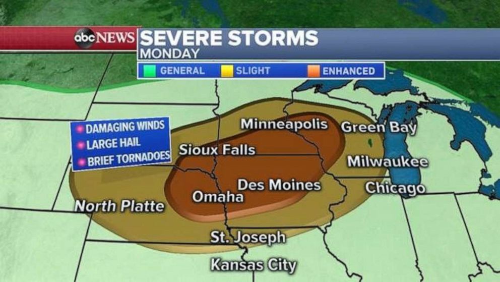 PHOTO: Severe weather is expected in the Upper Midwest on Monday.