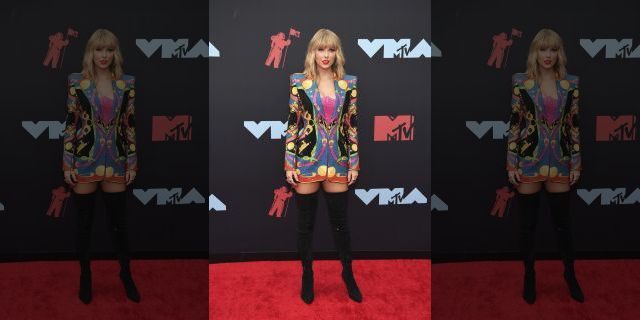 Taylor Swift arrives at the MTV Video Music Awards at the Prudential Center on Monday, Aug. 26, 2019, in Newark, N.J. (Photo by Evan Agostini/Invision/AP)