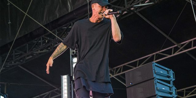 NF performs on day two of Lollapalooza in Grant Park on Friday, Aug. 2, 2019, in Chicago. (Photo by Amy Harris/Invision/AP)