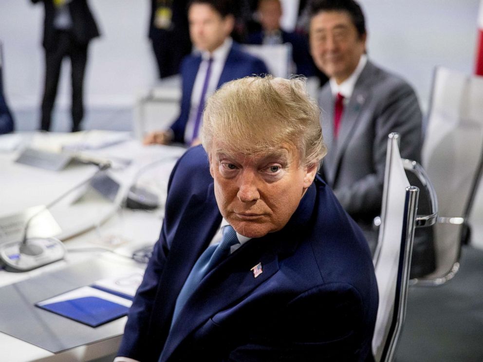 PHOTO: President Donald Trump participates in a Working Session on the Global Economy, Foreign Policy, and Security Affairs at the G-7 summit in Biarritz, France, on Sunday, Aug. 25, 2019. 