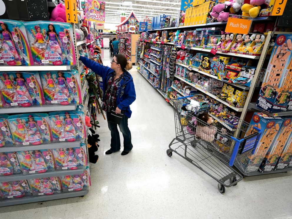 PHOTO: In this Nov. 9, 2019, file photo, a shopper looks through toys at a Walmart Supercenter in Houston.