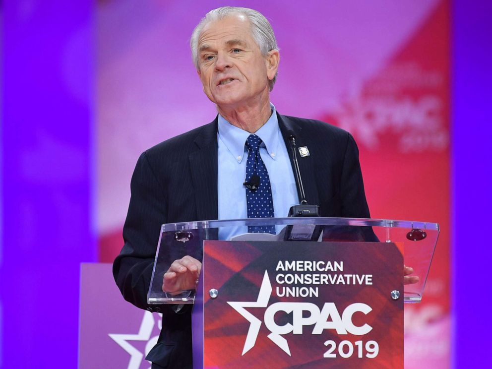 PHOTO: White House Director of Trade and Industrial Policy Peter Navarro speaks during the annual Conservative Political Action Conference (CPAC) in National Harbor, Maryland, on March 1, 2019.