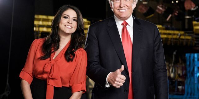 Cecily Strong, Donald Trump on November 3, 2015. (Dana Edelson/NBC/NBCU Photo Bank via Getty Images)