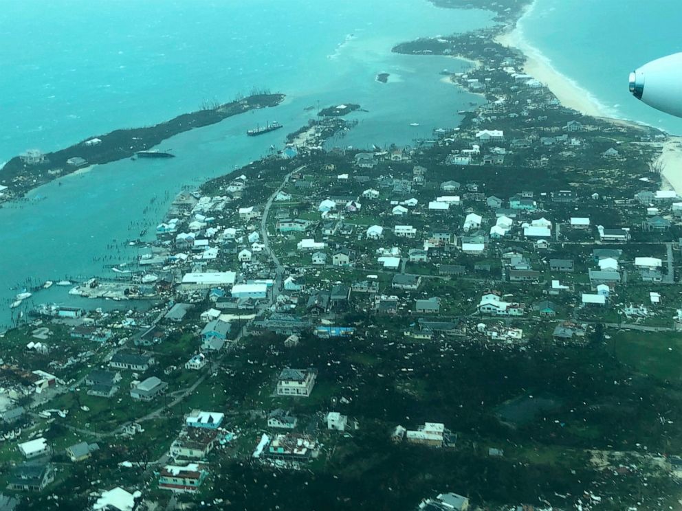 This aerial photo provided by Medic Corps, shows the destruction brought by Hurricane Dorian on Man-o-War Cay, Bahamas, Tuesday, Sept.3, 2019. Relief officials reported scenes of utter ruin in parts of the Bahamas and rushed to deal with an unfolding