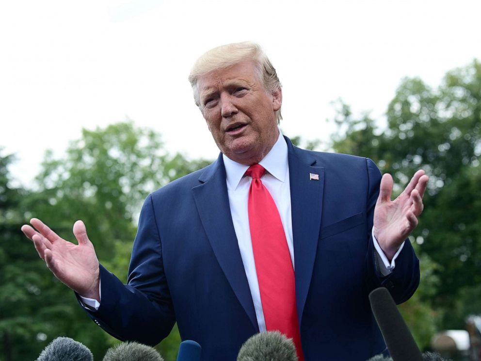 PHOTO: President Donald Trump speaks to reporters at the White House, Sept. 9, 2019. 