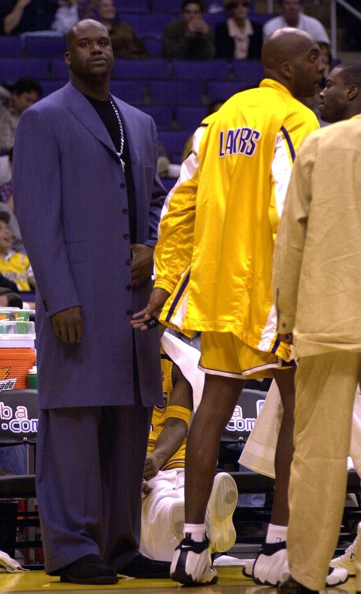 O'Neal during an April 8, 2000, game between the Los Angeles Lakers and the San Antonio Spurs at the Staples Center in Los An