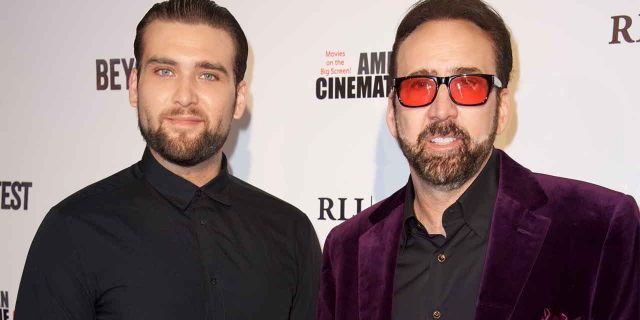 Weston Cage and Nicholas Cage attend the Premiere of RLJ Entertainment's "Dog Eat Dog" at The Egyptian Theatre on September 30, 2016 in Los Angeles, California. (Photo by Earl Gibson III/Getty Images)