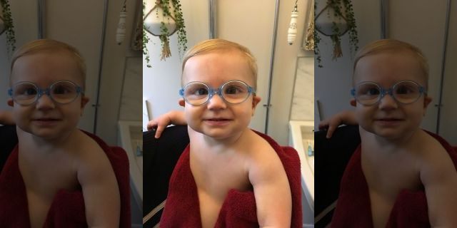 Theo with his new glasses.